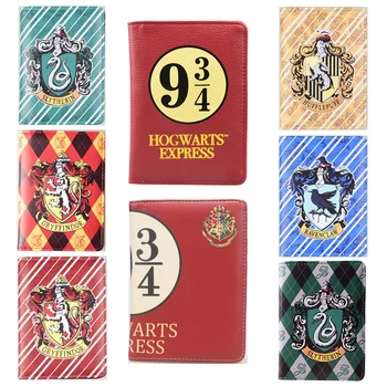

HEQUN Hogwarts School Pu Leather Passport Cover Men and Women Cartoon Credit Card Holder Fashion Travel Case Passport Organizer