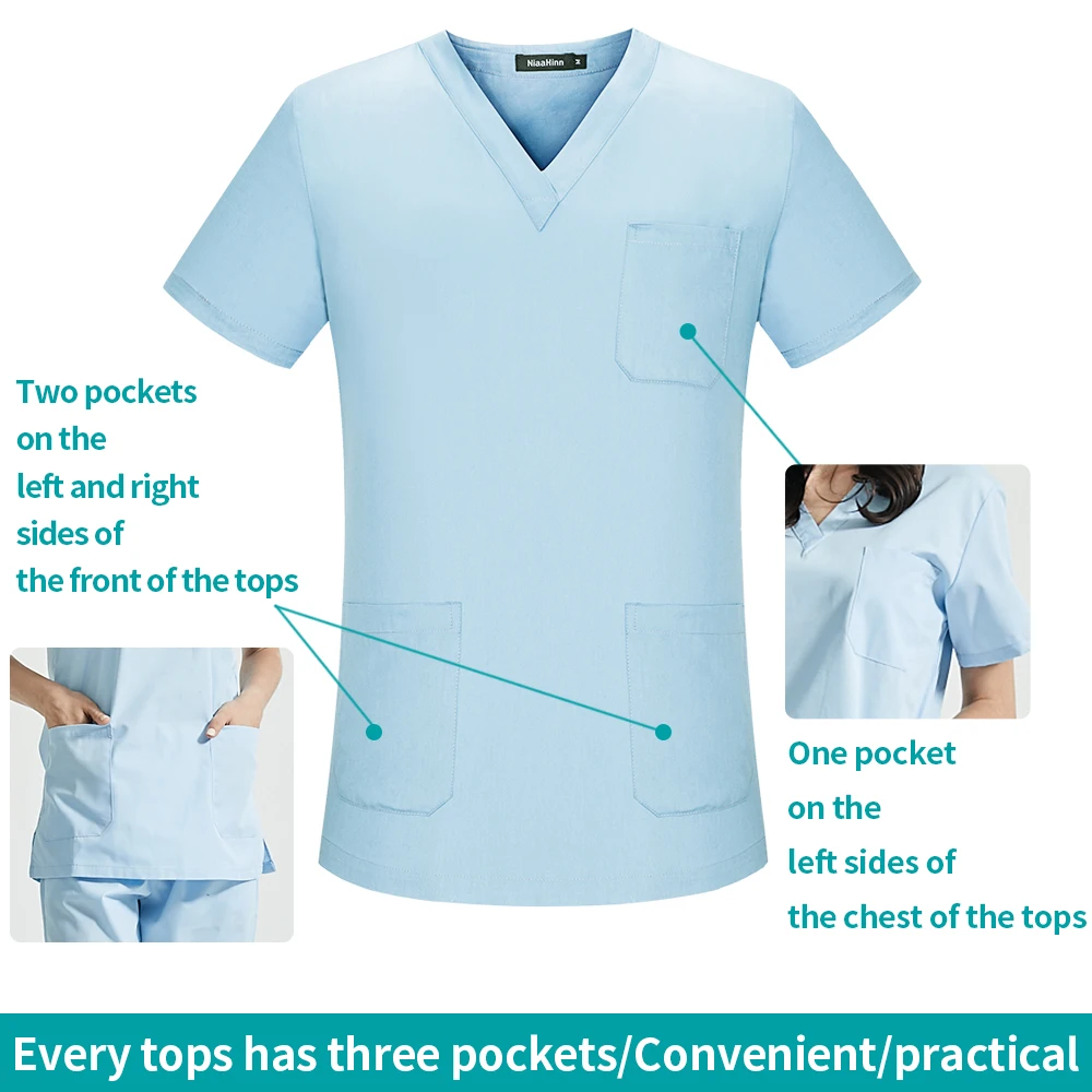 Nursing Scrubs Women Uniforms Multicolor Medical Workwear Pet Clinic Nurse Working Clothes Prices Unisex Scrubs Suits
