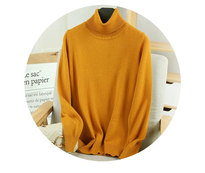Jumper do Sexo Feminino de Gola Alta Camisola Das Mulheres Inverno Quente Grosso Blusas De Natal Com Nervuras Malha Pulôver Tops