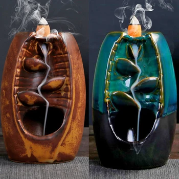 

Newly Backflow Censer Smoking Flow Ceramic Incense Holder Decoration for Home Office VA88