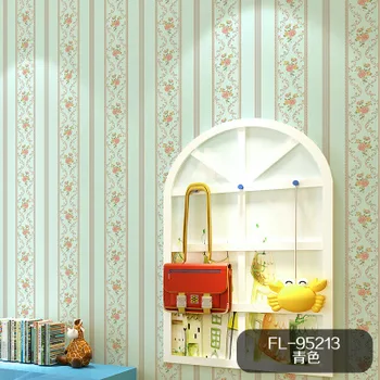 

Europeanwedding room wallpaper three-dimensional non-woven wallpaper warm rural bedroom living room vertical stripes full shop