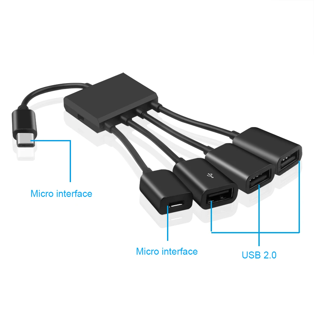 Kebidu несколько OTG 4 порта type-C зарядное устройство черз порт USB концентратор Кабельный разъем адаптер USB 3,1 type C концентратор до 4 USB 2,0 порт концентратор