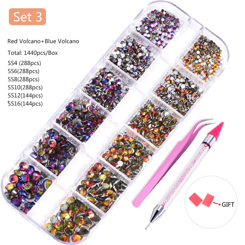 800 Set 3 Oleeya nail Art Crystal Non Hotfix Rhinestones