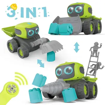 

Remote Control Construction Team Engineering Vehicle, 3 in 1 RC Robot Car, Dance Moves, Plays Music, Light-up Eyes, Gift for Kid