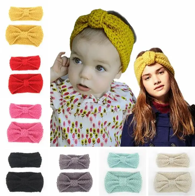 24 компл./лот 2 шт./компл. DIY простой мульти шерстяной наряд для родителей и ребенка повязки на голову в богемном стиле трикотажные повязки для волос Инструменты для укладки волос аксессуар HA1556