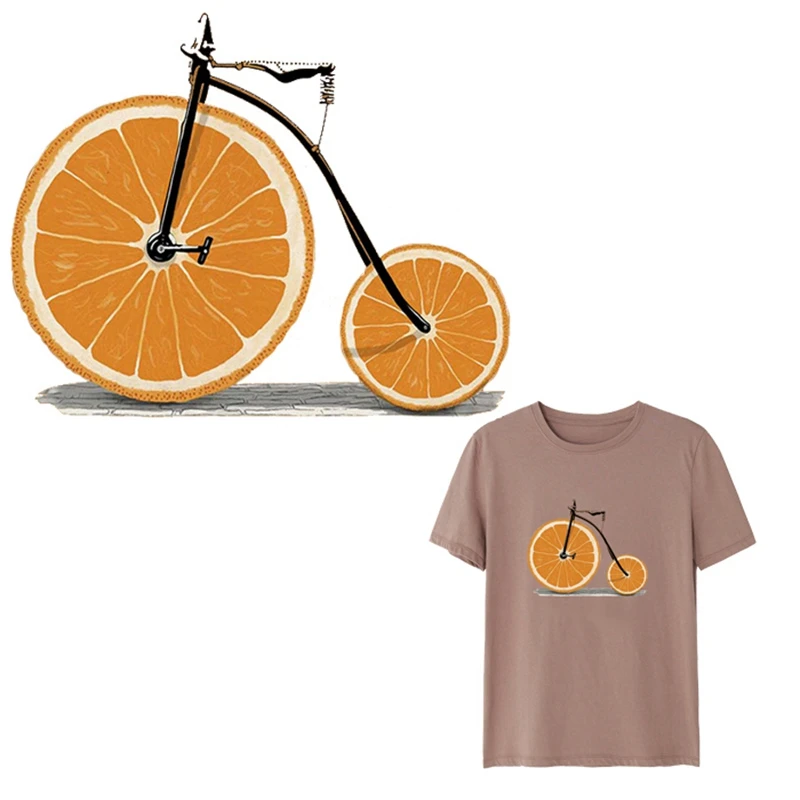 Orange Cycling Transfer Lemon Biker Heat Cartoon PVC Appliques For Clothing Decor Vinyl Printed Appliques|Patches| - AliExpress