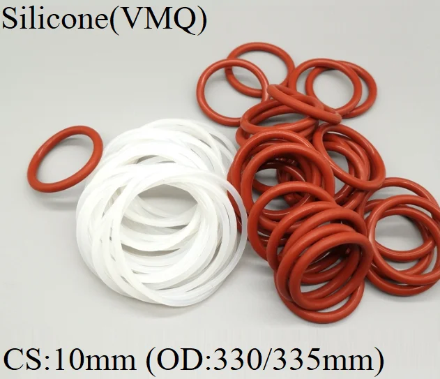

1pc Seal O Ring Gasket CS 10mm Thickness OD 330mm 335mm VMQ Silicone Rubber Waterproof Washer Spacer Insulated Round Red White