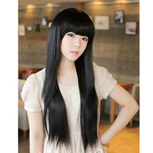 Новинка,, женские длинные прямые волосы на заколках для наращивания, Черные Волокна, 60 см, аксессуары для волос SMR88