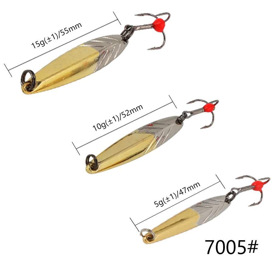 W.P.E приманка для зимней рыбалки, 1 шт., 5 г/10 г/15 г/20 г/25 г, жесткая рыболовная приманка, ложка, металлическая рыболовная снасть, тройной крючок - Цвет: 7005-005