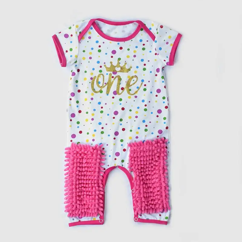 Baby Mop Romper Outfit Unisex Boy Girl Polishes Floors Cleaning Mop