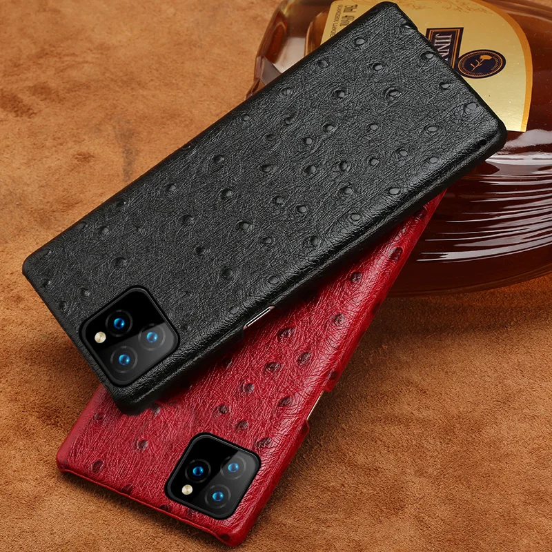

Твердый чехол из натуральной кожи для iphone 11 Pro max ckhb-16k Страусиная зернистая задняя крышка Fundas для iphone XR Xs Max 7 8 Plus