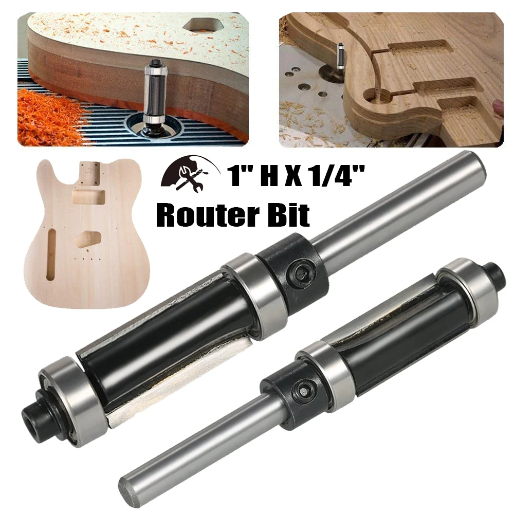 

1/4" Shank Pattern Flush Trim Router Bit Top & Bottom Bearing Router Bit Woodworking Trimmer Tool