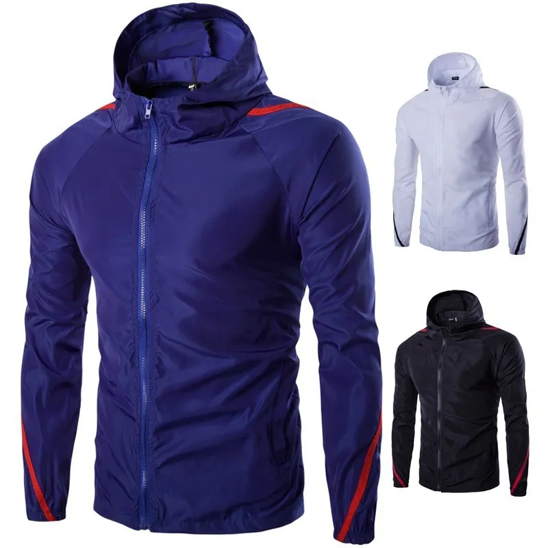 

Hong Kong Style Sports Casual Slim Fit Mixed Colors Raglan Sleeve Hooded Rain Silk Jacket MEN'S Windbreaker Wind