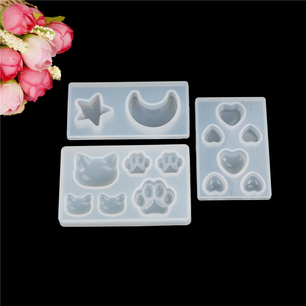 1pc DIY resin pendant necklace pendant   mold resin molds Cat cat claw moon star heart Liquid silicone mold