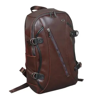 

2020 Men Retro Backpack PU Leather School Rucksack Bags Waterproof for Outdoor Sport