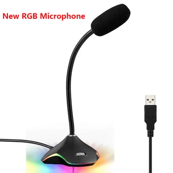 

Portable 3.5mm/USB Stereo Studio Mic Desktop Condenser Microphone Live Gaming Microphone RGB Computer Microphone Anti-noise