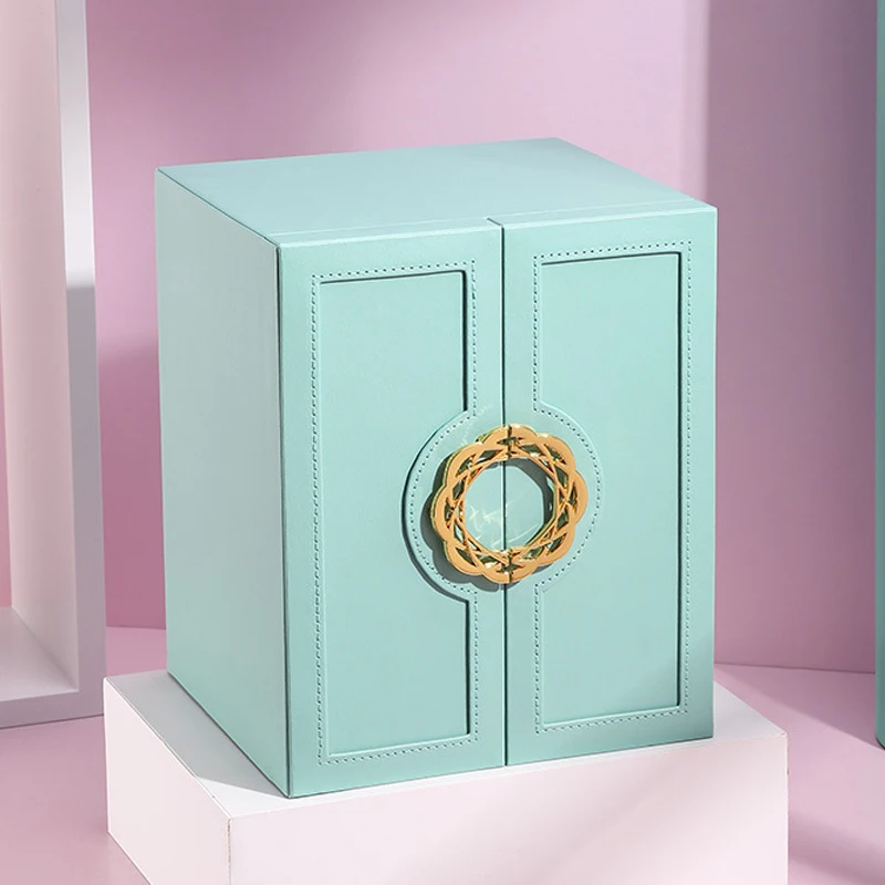 

Large 6layers Jewelry Box Watch Case Beads Earrings Jewelry Storage Case Leather Trinket Organizer gift box