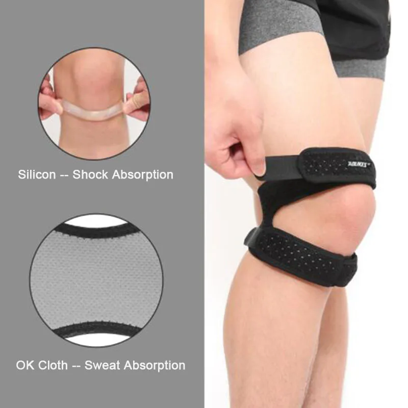 

1pcs Pressurized Silicone Patella Straps Breathable Sports Knee Protective Pads Stabilizing Brace Support for Sports