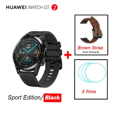 Black n brown S n f Huawei Watch GT 2, умные часы, Bluetooth, умные часы, 5,1, 14 дней, время работы от батареи, телефонный звонок, частота сердечных сокращений для Android iOS - Цвет: Black n brown S n f