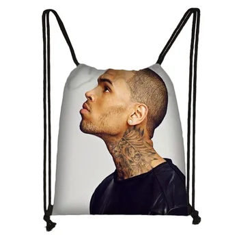 

Custom Chris Brown Drawstring Bag Cute Daypack Kids Satchel Casual Backpack Teenager Storage Bag Women Men 32x38cm*18-1031-2