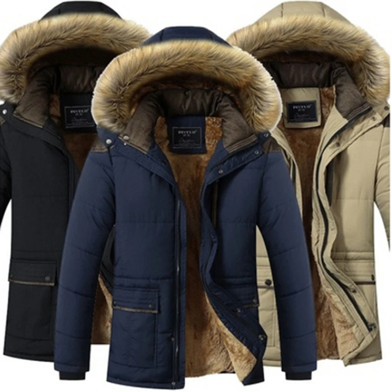 Зимние ветрозащитные мужские однотонные парки с хлопковой подкладкой, мужские повседневные куртки, утепленные пальто, теплая одежда размера плюс 5XL