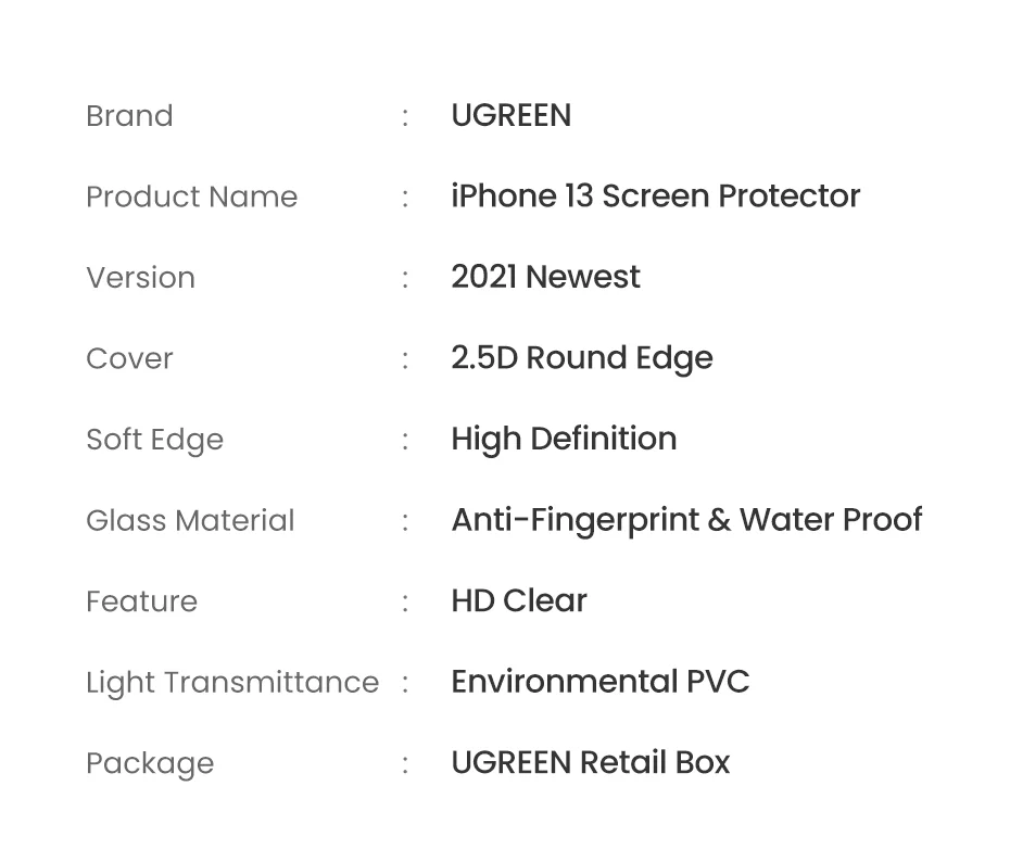 UGREEN 2PCS Screen Protector For iPhone 13 12 Pro Max Full Cover Film Tempered Glass For iPhone 12 Mini Phone Screen Protectors mobile tempered glass