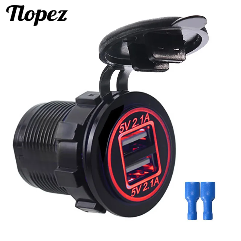 Зарядное устройство с двумя USB-портами водонепроницаемый адаптер для автомобиля
