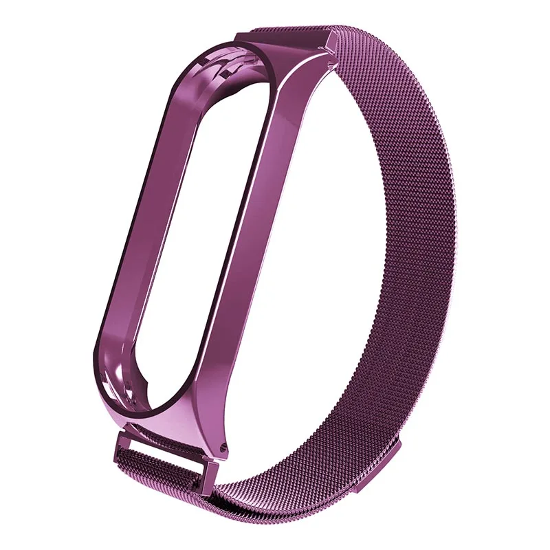 Wine red Браслет для mi Band 3 4, магнитный металлический браслет из нержавеющей стали для Xiaomi mi Band 4 3, браслет для mi band 4 3, браслеты Pulseira - Цвет: Wine red