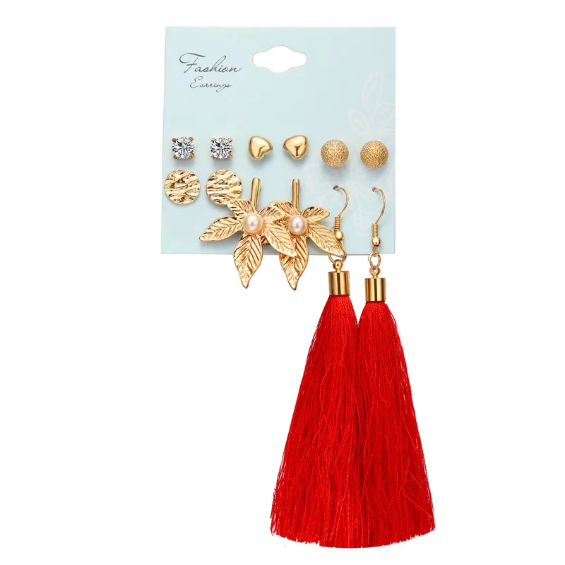 Earrings Set 19 17 км акриловые серьги с кисточками для женщин, богемные серьги, набор больших геометрических висячих сережек Brincos, Женские Ювелирные изделия DIY - Окраска металла: Earrings Set 19