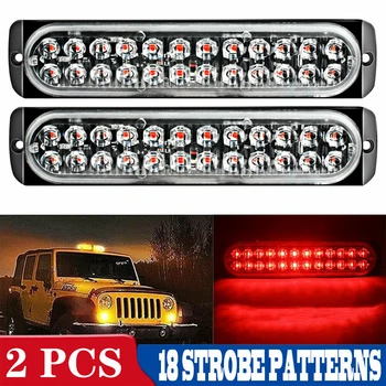 

2pcs Waterproof 24 LED Strobe Light Emergency Flashing Warning Beacon Red 12V-2V