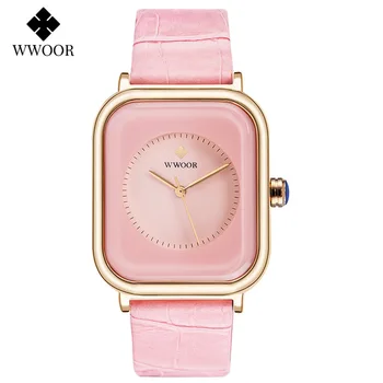 2021 WWOOR Ladies Watch Fashion White Square Wrist Watch Simple Ladies Top Brand Luxury Leather Dress Casual Watches Reloj Mujer 13