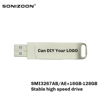 

Can DIY USB Flash Drive pen drive 128GB 64GB 32 GB 16GB Stable high-speed flash stick rotating pendrive SONIZOON XEZ-XZSMI