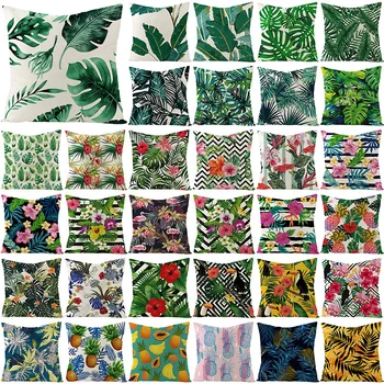

Nordic Green Plants Fruit Linen Cushion Cover Christmas Car Home Sofa Office Decorative Pillowcase Waist Throw Pillow Case Cover