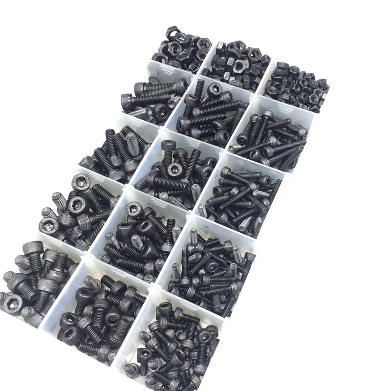 

Hot Sale 500 Pcs Grade 12.9 Black M3 M4 M5 Inner Hex Socket Head Cap Screws Assortment Set Kit