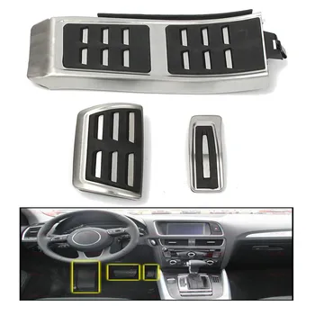 

3PCS Left Drive Car Pedals Stainless Steel Sport Foot Rest Fuel Brake Pedal Clutch Cover Set For AUDI A4 S4 A5 A6 Q5 S5 A7
