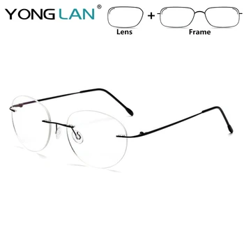 

Big Round Foldable Rimless Glasses Frame Light Titanium Alloy Customized Presbyopia Myopia Prescription Eyeglasses Men Women