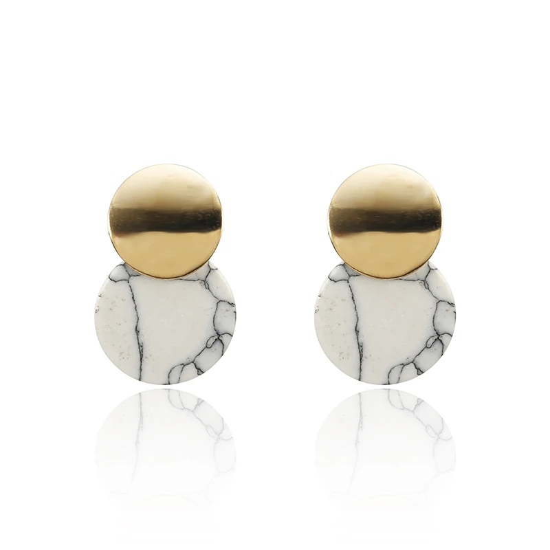 Новые модные круглые Висячие корейские серьги для женщин геометрические круглые сердца золото комплет ювелирного украшения moonrocy - Окраска металла: 15