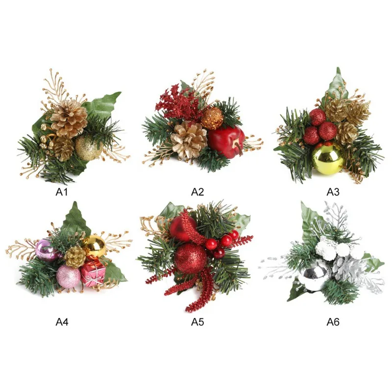 

Artificial Pine Stems Christmas Flowers Ornament Fake Pine Cone Flower Arrangements Wreath Holiday Home Winter Decor