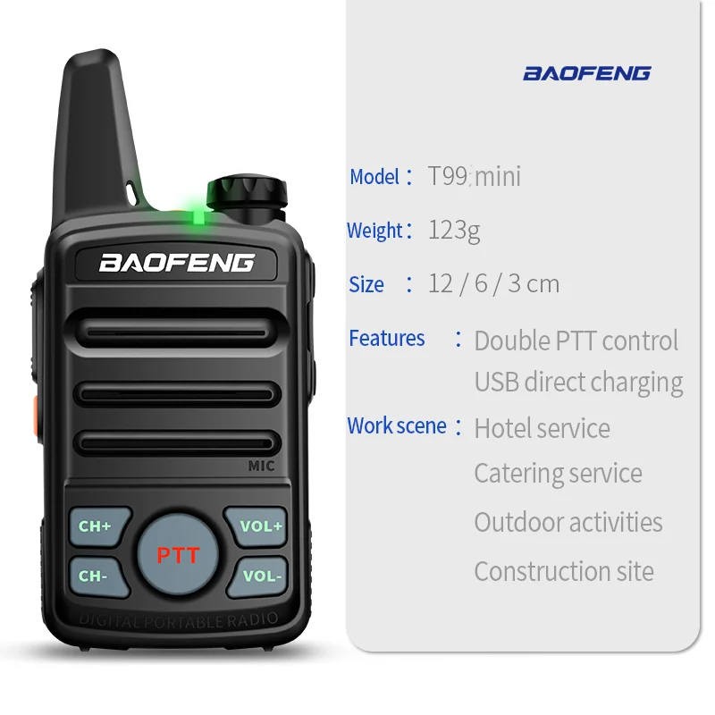2 шт. Baofeng BF-T99 мини рация дети портативный двухстороннее радио с USB зарядное устройство ребенок кв трансивер