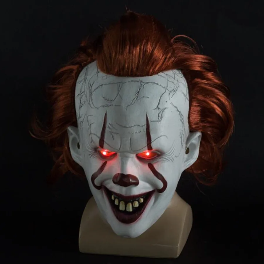 Светодиодный маска клоуна Pennywise Stephen King's It Chapter Two Masque маскарадные маски на