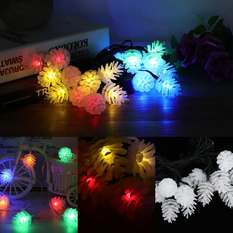 Световая гирлянда 6,5 м 30LED Pinecone стиль на солнечных батареях Водонепроницаемая гирлянда для двора сада
