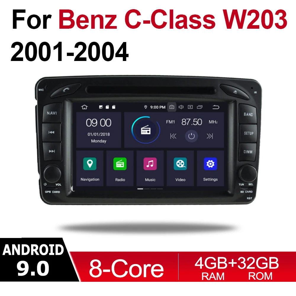 Мультимедийная система для Mercedes Benz C Class W203 2001 ~ 2004 NTG 2 DIN Android 9 GPS навигация Bluetooth Wi Fi