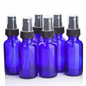 

30ml Spray Bottle cobalt blue glass w/ Black Fine Mist Sprayers for essential oils, home cleaning, aromatherapy 1 Oz - pack of 6