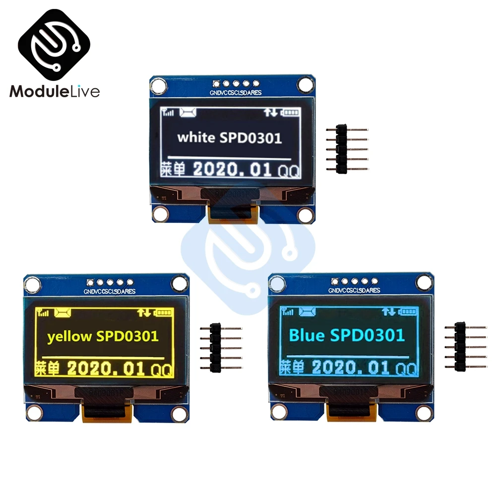 Модуль дисплея OLED 128x64 IPS 1 54 дюйма 5 контактов SPI SPD0301 Драйвер IC плата адаптера белая