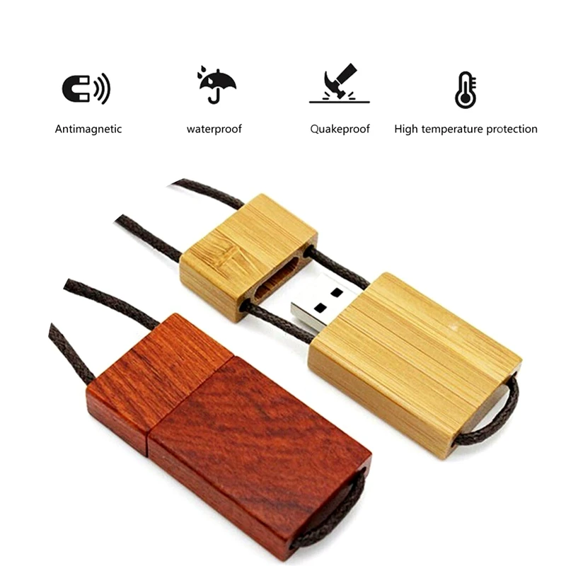 USB флеш-накопитель с деревянным ремешком, 64 ГБ, 4 ГБ, 8 ГБ, флеш-накопитель, 16 ГБ, 32 ГБ, флеш-накопитель, 128 ГБ, креативный подарок, карта памяти, бесплатный логотип на заказ