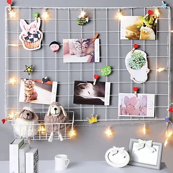 

Grid Photo Wall Decorative Iron Rack Clip Ins Art Display Wall Grid Decorative Iron Rack Clip Multifunctional Photo Display 1pc