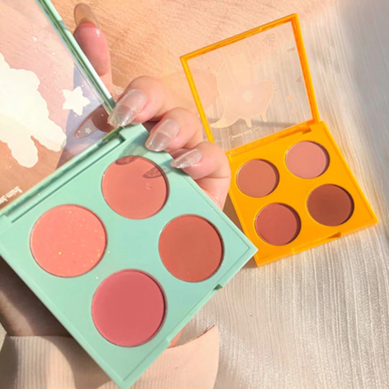 

Face Blusher Powder Palette Cheek Blush Makeup Waterproof Long Lasting Natural Pigmented Velvet Smooth Peach Color Face Cosmetic