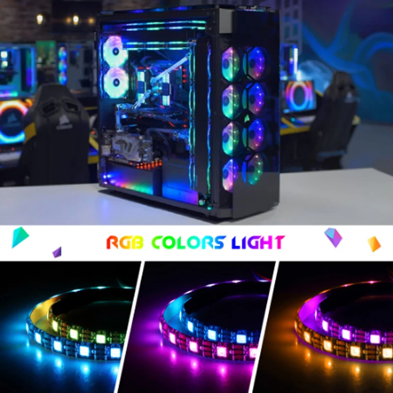 Ws2812B Rgb Led Strip 5V 3 Pin Indirizzabile Led Intestazioni Pc Per Asus Aura Sync , Msi Mystic Light Sync , Gigabyte Rgb Fusion 2.0