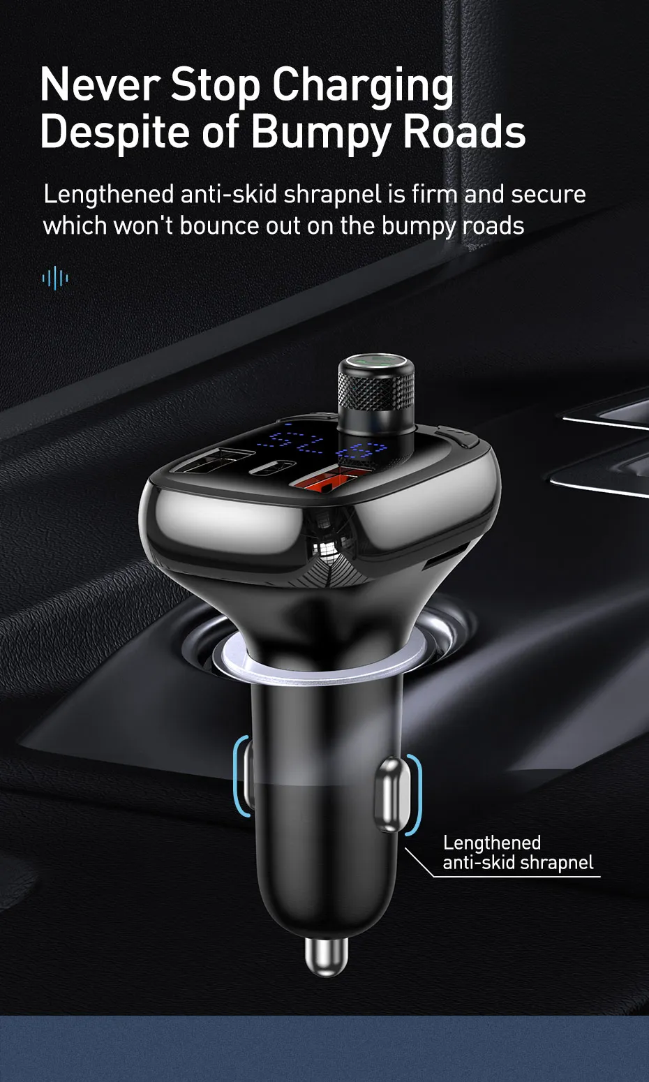 Автомобильное зарядное устройство Baseus fm-передатчик для телефона QC 4,0 3,0 PD3.0 Bluetooth 5,0 автомобильный аудио-mp3-плеер 36 Вт Быстрая зарядка автомобиля-harger