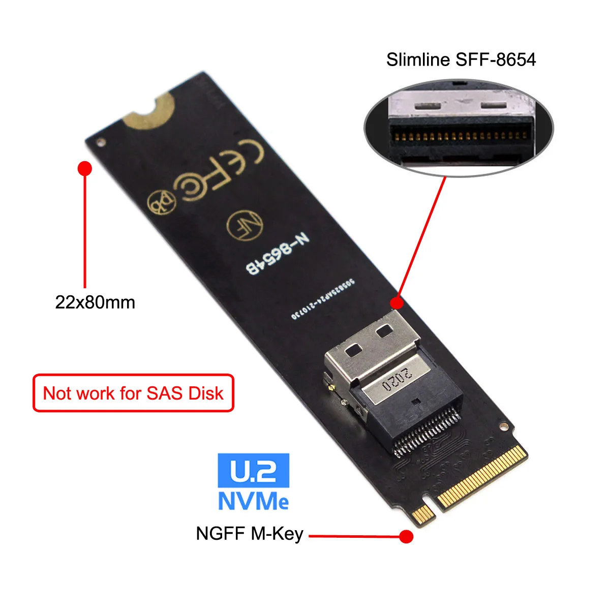 

NGFF SFF-8654 Slimline SAS PCIe SSD to NGFF M-Key NVME to U.2 U2 Kit SFF-8639 to Adapter